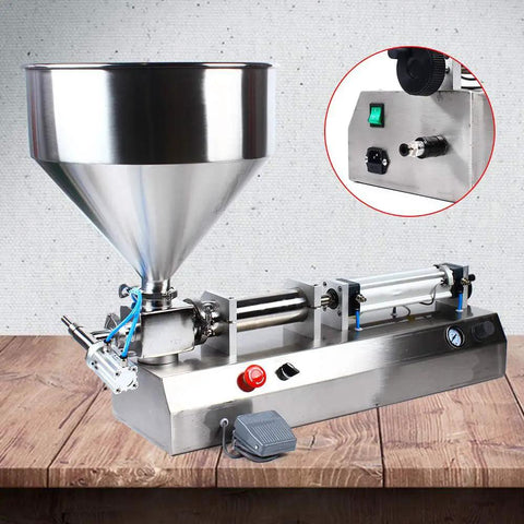 Hassle Free Pneumatic Paste Filler Machine Single Head Semi Auto Bottle Filling Station with stainless steel funnel and precision nozzle.