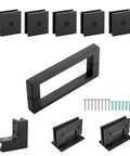 Sleek Matte Black Glass Shower Door Hardware Kit Frameless Swing Setup With Self Closing Action components and screws layout