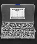 Steel Grease Zerk Nipple Fitting Set 115 Pieces Metric Hydraulic Zerk Fittings Kit in open case with assorted sizes