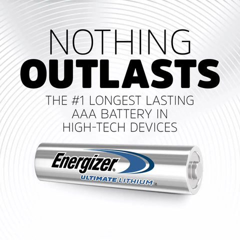Heavy Duty Lithium Triple A Batteries 8 Pack Built For Gaming Rigs And Camera Flashes, single Energizer lithium battery angle
