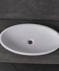 Top Shelf White Oval Vessel Vanity Sink Solid Artificial Stone Above Counter Bowl Basin Built Tough Scuff Resistant Finish No Hustle