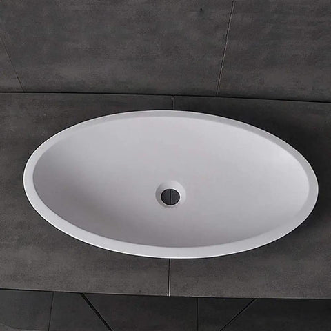 Top Shelf White Oval Vessel Vanity Sink Solid Artificial Stone Above Counter Bowl Basin Built Tough Scuff Resistant Finish No Hustle