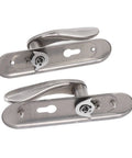 Stainless Steel Door Entry Handle Set With Keyed Lever Cylinder Lock Kit for Interior Doors, shown in silver finish, hardware view