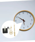 DIY Wall Clock Kit With Battery Powered Quartz Movement, Hands, And Heavy Duty Clock Mechanism Against White Wall