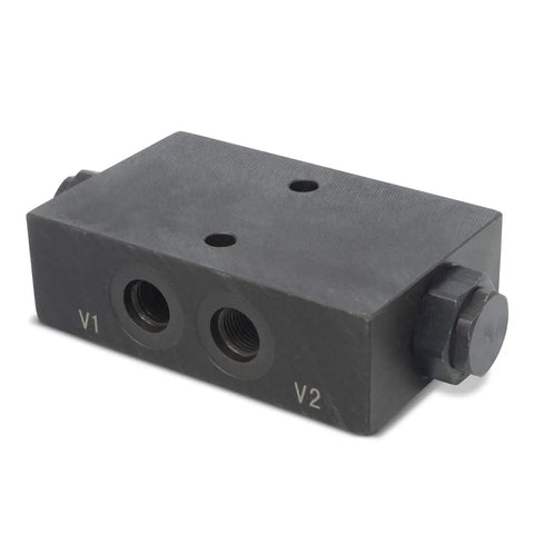 Double Pilot Operated Hydraulic Check Valve With 6 SAE Ports, 11 GPM Flow, Prevents Cylinder Drift And Holds Hydraulic Cylinders In Neutral