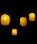 Lit Ten Pack White Paper Lanterns 6.3 Inch Oval Hollow Hanging Lanterns For Chinese Japanese Style Festive Decor