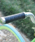 Grippy Leather Double Lock On Bike Grips 22.2mm For Mountain And Road Bikes on silver handlebar