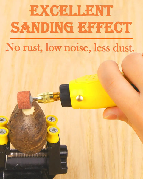 Grinding stone for rotary tool with 1/8 in shank, orange aluminum oxide, for grinding and polishing metal.