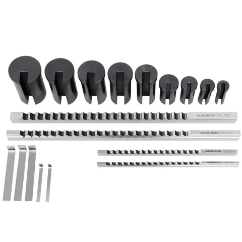 Complete No 10 HSS Keyway Broach Set 18 Piece With 4 Precision Broaches And 9 Bushings For Pro Grade Heavy Duty Keyway Cutting