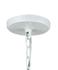 Top view of Decatur 8 Light Matte White Chandelier For Ceiling Mount, showcasing chain and ceiling plate detail.