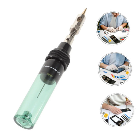 Portable Gas Soldering Iron Kit For Electronics Repair And Vehicle Fixes Cordless Welding Torch with close-up views and uses