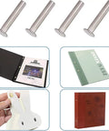 Killer 10 Pack M3 X 6mm Chicago Screws In 304 Stainless Steel Binding Posts Made Tough For Leathercraft, shown with varied leather documents.