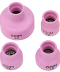 Professional Grade Alumina Welding Cup Set With Ceramic Torch Kit For Industrial Supplies and TIG Enthusiasts, sizes OCIM 12, 14, 16, 24.
