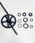 2 Inch Cup Bike Bottom Wide Pedal Crank Kit With 44T Sprocket, 165mm Crank Arm, components displayed on white background