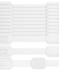 12 Pcs White ABS Cabinet Locks For Kidproofing Drawers And Appliances With Easy Install And Reliable Security Plus Adjustable Furniture Straps