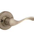 Antique Brass Dummy Door Lever for Privacy Doors Single Sided Non Turning Right Handed Interior Push Pull Handle for Closets French Doors and Pantry with DIY Friendly Install Reversible Design and Microban Protection, antique brass lever