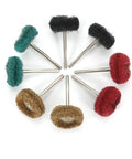 Tometure Nylon Abrasive Polishing Wheel Set 40pcs With Metal Shank For Smooth Buffing On Metal Surfaces And Non Metals Using Rotary Tools For Professional Grade Finishes And DIY Grind Jobs, assorted colors of nylon wheels.
