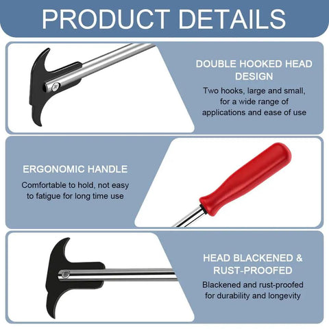 Oil Seal Removal Tool With Dual Hook Tips Heavy Duty Puller Kit showing double hooked head and ergonomic handle design