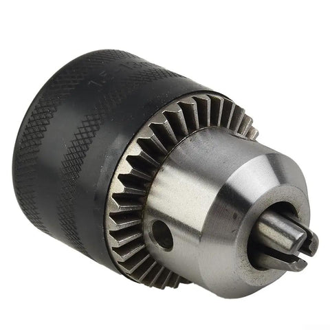 High Quality Rock Solid One Half Inch Drill Chuck With Secure Morse Taper Two Mounting Comes With Key For Precise Metal Or Wood Drilling On Lathe Tailstock Built For Serious Shop And Garage Use Making Your Work Simple And Fast To Handle close-up