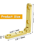 Gold 12 Pack Mini Jewelry Box Hinges 90 Degree Zinc Alloy With Screws, 1.18 Inch Square 0.23 Inch Thick Hinges for DIY projects