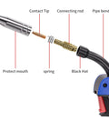 Fafeicy 21 Piece Welding Accessory Kit With Brass Gas Nozzles And 0.8mm Contact Tips For Mig Welding Torch disassembled parts view.