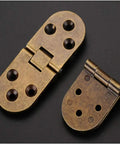 Dead Nuts Heavy Duty Flip Top Hinges Built Like A Tank For Sewing Tables And Butler Trays Smooth 180 Degree Round Edge metal hinges, bronze finish, suitable for furniture.