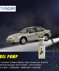 E3507M Fuel Pump Assembly For 2000 To 2005 Chevy Cavalier, 2000 To 2003 Malibu, 2004 To 2005 Chevy Classic, 2000 To 2004 Oldsmobile Alero, And 2000 To 2005 Pontiac Grand Am And Sunfire Replacement shown with car.