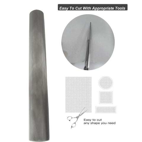 Rolled 304 Stainless Steel Mesh Screen 150 Mesh 40x120cm, easy to cut, heavy duty woven wire filter mesh for DIY projects, rust resistant.