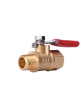 Pro Grade Heavy Duty Brass Ball Valve For Air Compressor Lines 1/4 Inch NPT On Off Shutoff With Red Lever side view
