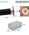 Top Shelf 2 Inch Led Recessed Lights 12 Pack dimensions showing canless downlight with copper trim and metal housing.