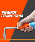 Hand using T-handle on Heavy Duty Long Arm Hex Key Set With Ball End For SAE And Metric Allen Wrenches, Industrial Grade S2 Steel
