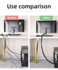 Before and after use of Flexible Spiral Cable Management Sleeve For Office And Home Use Durable PE Wire Organizer No Tools Needed Easy Wrap