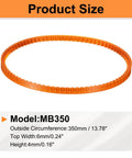 MB 350 Motor Drive V Belt For Sewing Machines, 350mm Outside Circumference, 6mm Top Width, 4mm Height, orange polyurethane