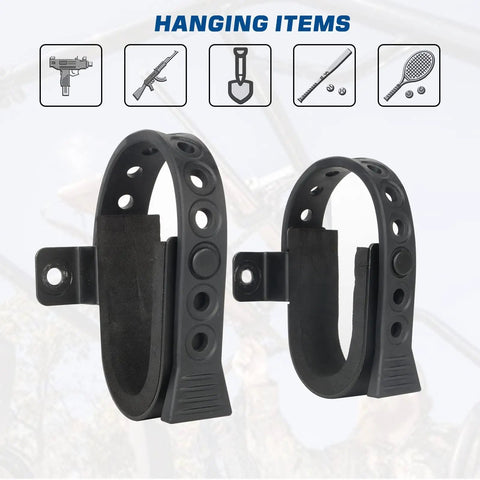 Two Piece Gun Rack Mount Kit For Rigid MOLLE Panels With Quick Release Rubber Straps shown in closeup view.
