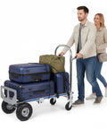 3 In 1 Convertible Hand Truck Folding Dolly Cart With 550 Lbs Load Capacity Heavy Duty Aluminum Hauls Appliances And Furniture And More With No Sweat Stair Climb Flatbed And 4 Wheel Modes, silver cart with luggage