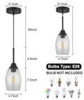 Black Seeded Glass Mini Pendant Light Adjustable Pendant Fixtures with handblown seeded glass shade, E26 compatible