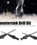 Adjustable Countersink Drill Bit Set For Woodworking - Four Piece Kit With Sizes 6 8 10 12 And Wrench, drill bits close-up