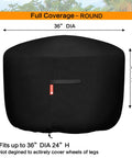 Beefed Up Round Fire Pit Cover For 30 To 36 Inch Pits, Waterproof 600D Oxford Fabric With PVC Coating, Black, 36x24 inch