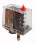 Three Phase Air Compressor Pressure Switch Controller For 380V And 400V Systems, Automatic Rocker Switch With Adjustable 5 To 8 Bar Range, 3 Wire Connection, Built For Heavy Duty Industrial Use, Tough As Nails Performance, clear cover and red switch