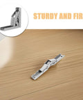 4 Pack Silver Corner Cabinet Hinges With Short Arm And Wide Angle Design shown on wooden surface