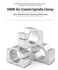 Solid Aluminum CNC Spindle Mount Bracket With Dead On Split Clamping Grip Offering A No Sweat Quick Release Swap Between 48mm And 52mm Bores. 300W air-cooled spindle clamp, 52mm size, for woodworking.