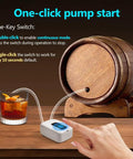 Ultra Handy Food Grade USB Electric Auto Siphon For Bottling Home Brew Wine Beer Beverages And Kombucha shown siphoning from barrel