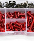 177Piece Full Fairing Bolts Kit For Bikes Colorful Screws Nuts Washers Clips Steel Fasteners Set in case with red bolts