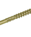 Close-up of Go-To Exterior Wood Screws 4 Inch Size 10 By Bronze Deck Screw Set For Outdoor Projects, showing threading and star bit head