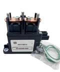 Badass Heavy Duty 12 VDC High Voltage DC Contactor Relay For Electric Vehicle EV Chargers Solar Power Battery Storage With Rock Solid Switching Performance, showing top view with copper contacts and wiring.