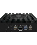 Kickbutt Compact Mini PC Fueled By The Versatile Amd Ryzen R2314 Chipset showing ports and cooling design, ideal for networking and virtualization.