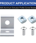 24 Pack 2020 Corner Bracket Connectors For 20x20 Aluminum Extrusion with T Nuts and Screws, Wrench Included, Silver DIY Hardware Kit