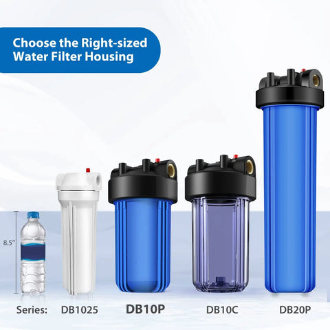 Whole House Water Filter Housing 10 Inch By 4.5 Inch For Sediment And Carbon Pre Filtration System Universal 1 NPT