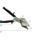 Side view of Amazon 9-inch zinc alloy hand seamer with black and teal grips.