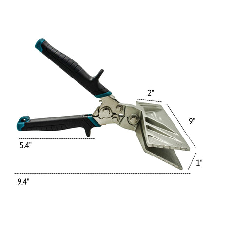 Side view of Amazon 9-inch zinc alloy hand seamer with black and teal grips.